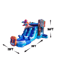 28FT201 1772054360 Tiki Tovi's Adventure Dual Lane Bounce House w/ Slide (WET OR DRY)